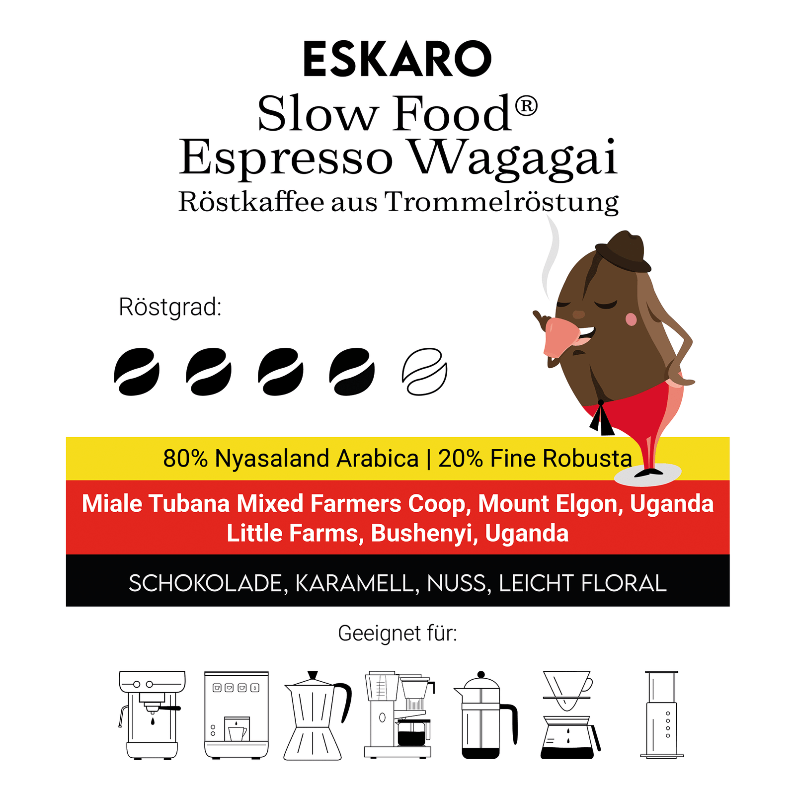 Slow Food® Espresso Wagagai - Eskaro - Esser Kaffeerösterei und Handelsgesellschaft mbH