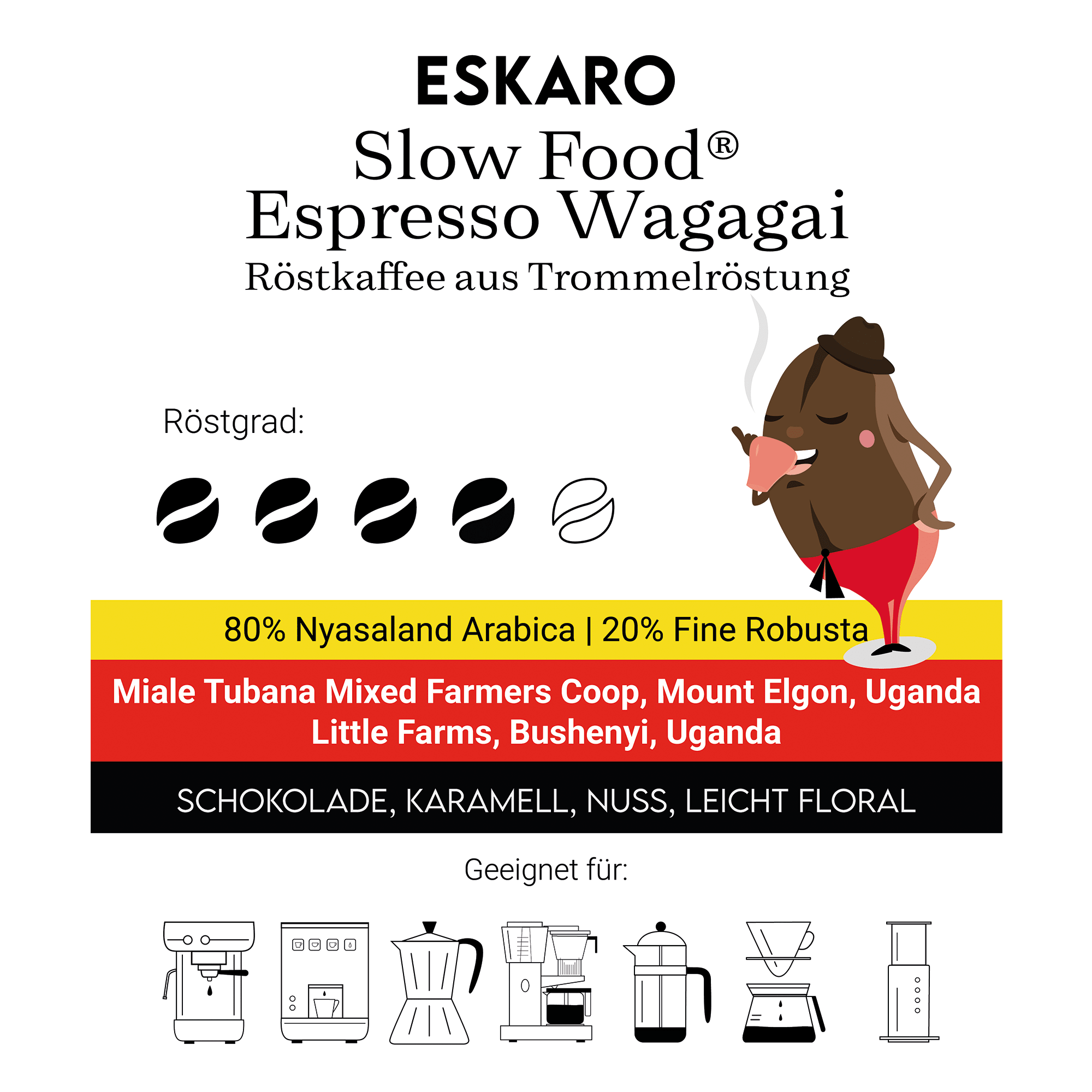 Slow Food® Espresso Wagagai - Eskaro - Esser Kaffeerösterei und Handelsgesellschaft mbH