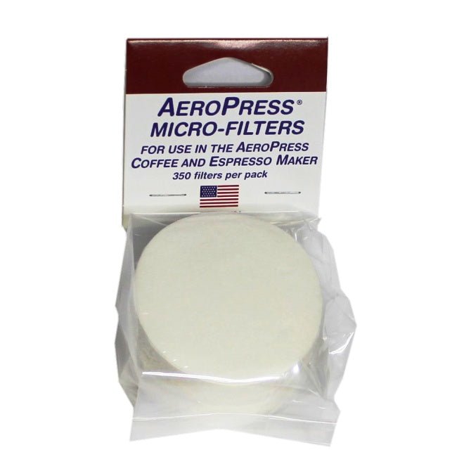 Package of AeroPress micro-filters for coffee and espresso maker, containing 350 filters.