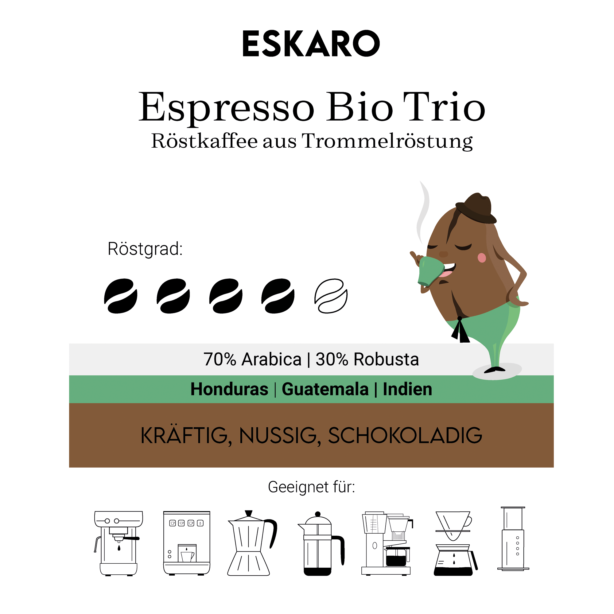 Eskaro Espresso Bio Trio - Eskaro - Esser Kaffeerösterei und Handelsgesellschaft mbH