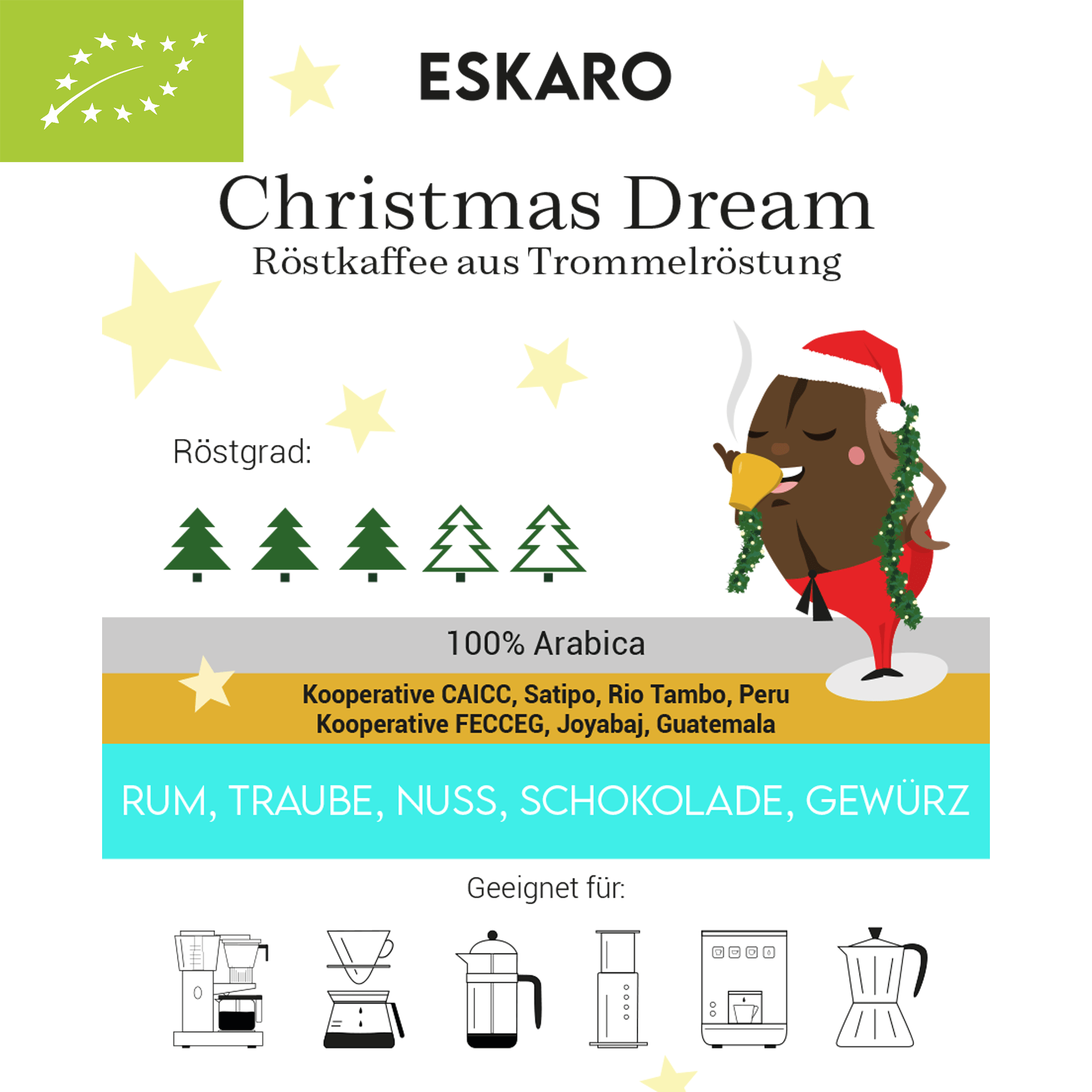 Weihnachtskaffee Bio Christmas Dream - Eskaro - Esser Kaffeerösterei und Handelsgesellschaft mbH
